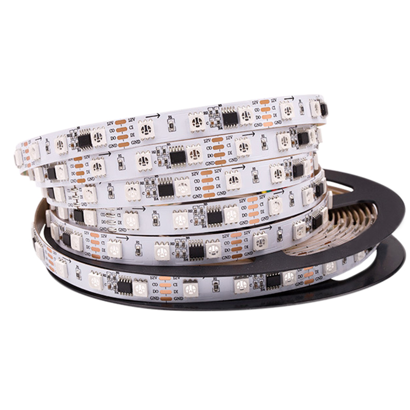 DC12V APA102 Addressable RGB Color Chasing LED Strip Light - Programmable External IC 60LEDs/m Flexible LED Tape Lights DC12V APA102 Addressable RGB Color Chasing LED Strip Light - Programmable External IC 60LEDs/m Flexible LED Tape Lights